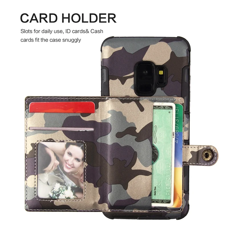 Case For Samsung Galaxy S9 Cover Plus luxury Camouflage Card slot Wallet bags Soft case for kimTHmall | Мобильные телефоны и
