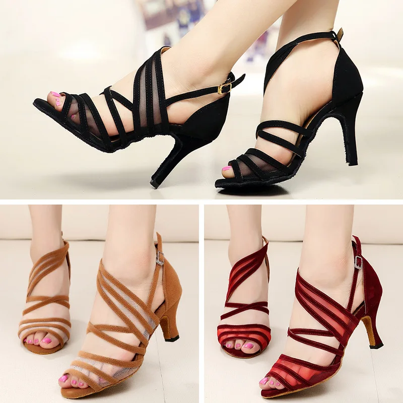 

USHINE Black Salsa Shoes High heels 6/7.5/8.5 cm Red Samba Tango Kizomba Dance shoes Ballroom Latin Dance Shoes Woman