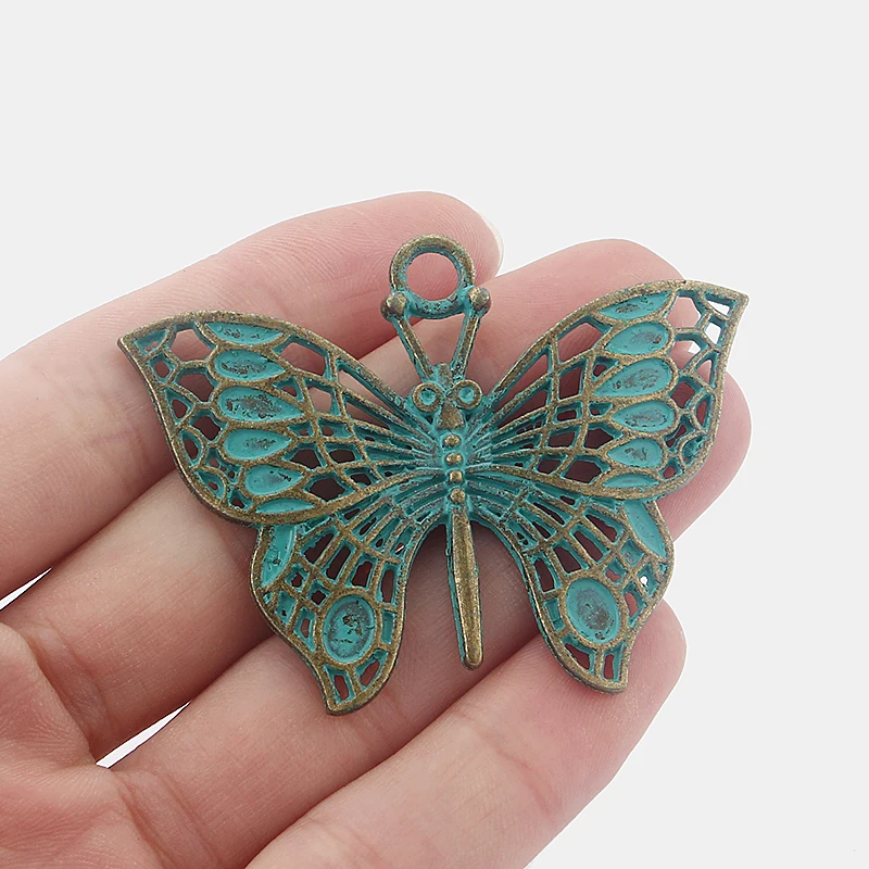 

10Pcs Large Butterfly Antique Greek Bronze Charms Pendants for Jewellery Making Findings 62x44mm