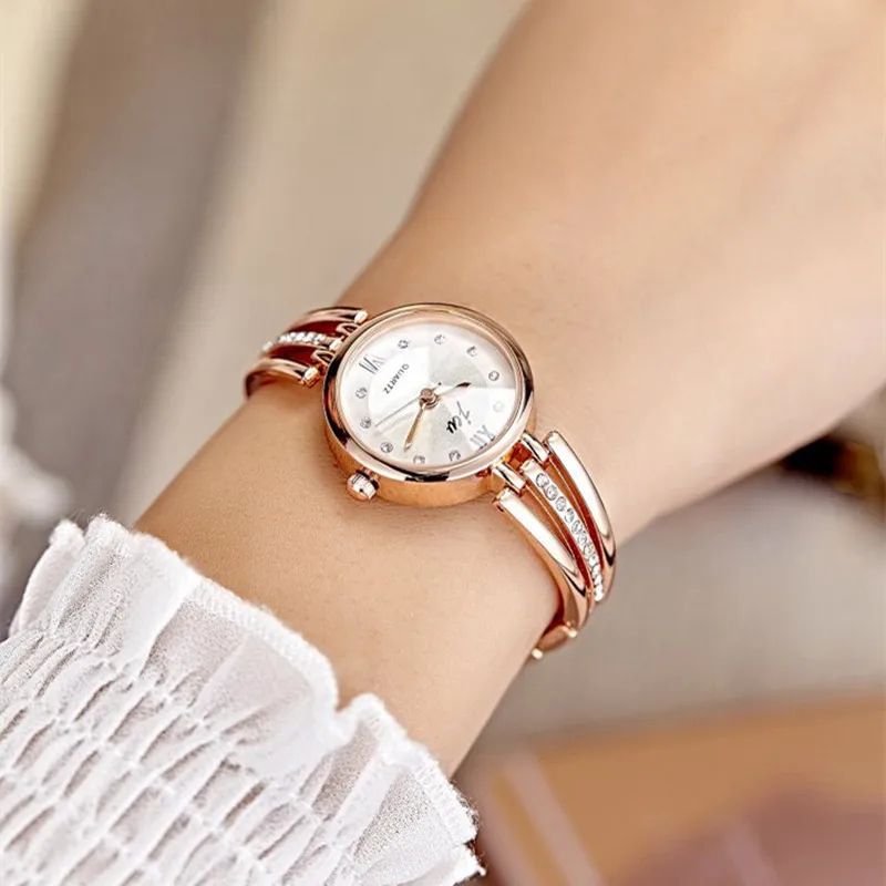 Buy New Fashion Rhinestone Watches Women Luxury Brand Stainless Steel Bracelet watches Ladies Quartz Dress reloj mujer Clock on