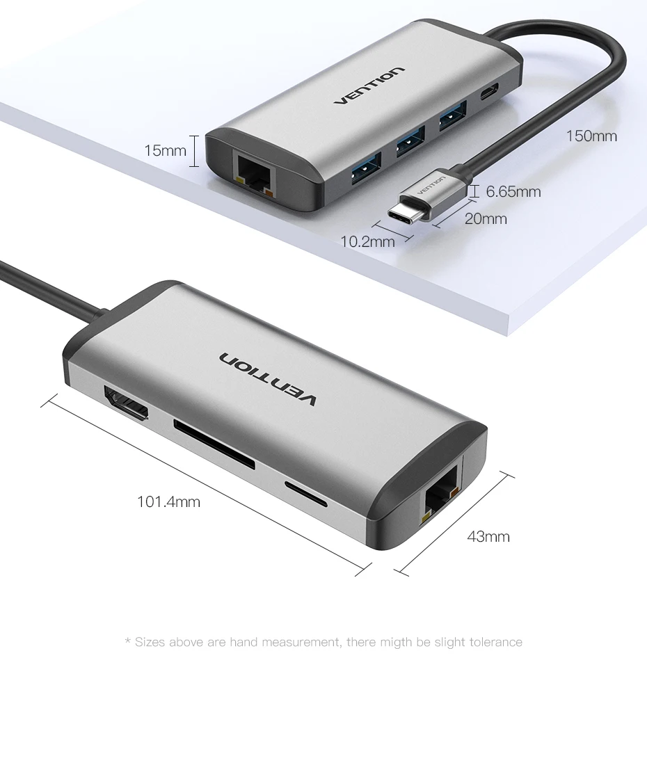 Vention usb-хаб usb type C к HDMI USB 3,0 концентратор Thunderbolt 3 адаптер для MacBook samsung S9 S10 huawei mate 20 P30 Pro USB-C концентратор