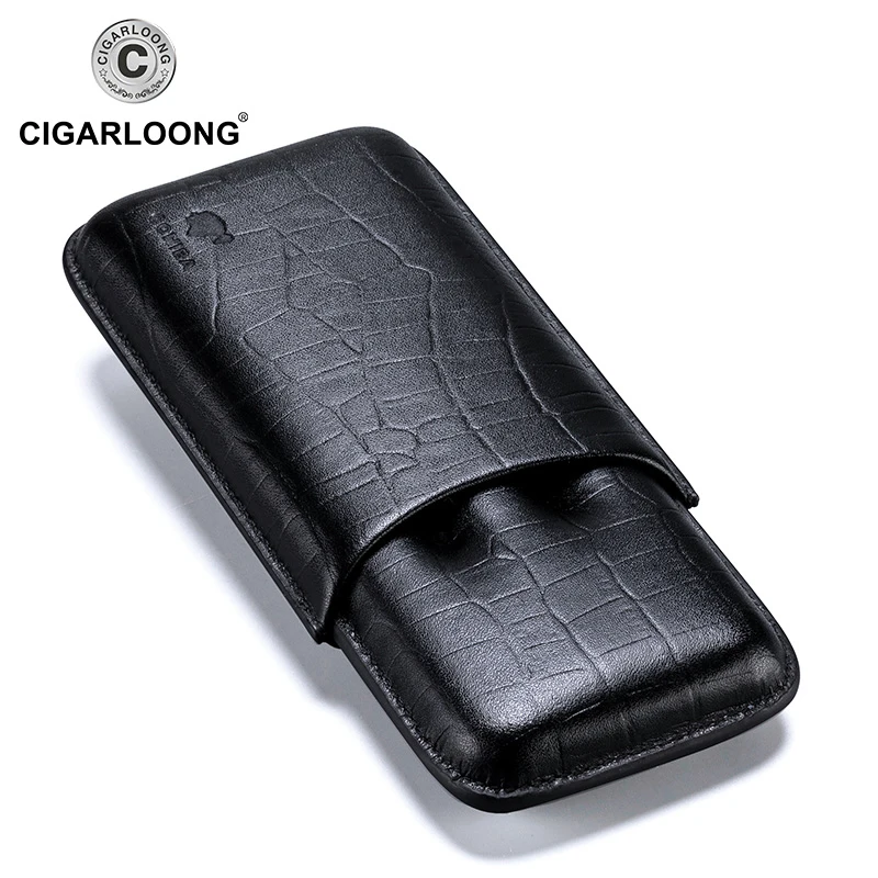 Portable Leather Cigar Case 2 Tube Holder Cigars Humidor Box with Metal Cutter TH-1002 | Дом и сад