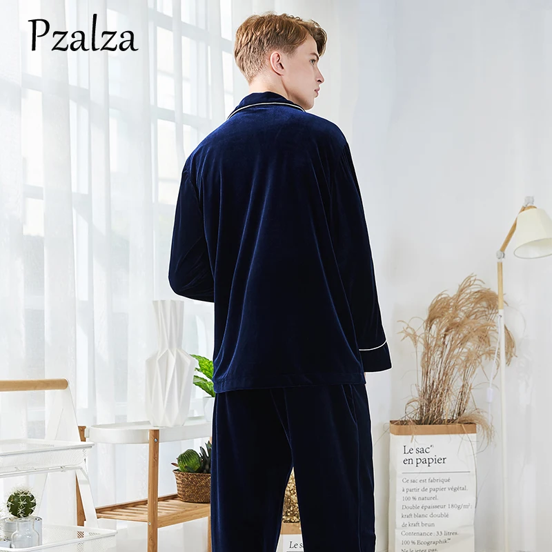 Winter Mens Pyjamas Set Letter Splice Multicolor Pajamas Men Loungewear Velour Warm Pyjamas Men Sleepwear Home Clothing L XL XXL