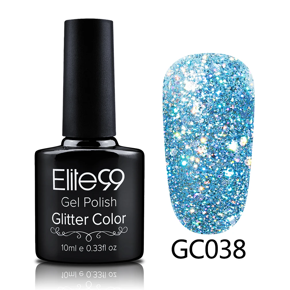 S-GC038 Elite99 10 мл Soak Off блёстки Блеск УФ гель лак Diamond для ногтей гель для ногтей с блестками красота направление Atr - Цвет: S-GC038