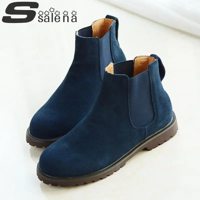 Женские ботильоны женская обувь 100% из нубука и коровьей кожи Уличная плоская