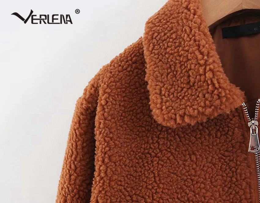 Женская куртка с карманами Verlena теплая уличная из искусственного меха ягненка