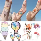 Яркие наклейки с милыми мультяшными рисунками для детей, Поддельные Детские наклейки с галактическими лампочками, мороженым, кошками, временная татуировка, милые рождественские подарки, тату