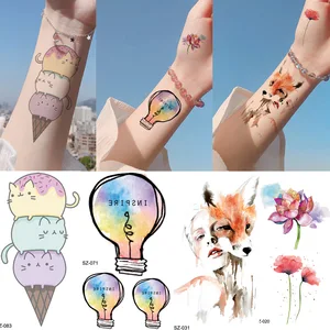 Яркие наклейки с милыми мультяшными рисунками для детей, Поддельные Детские наклейки с галактическими лампочками, мороженым, кошками, временная татуировка, милые рождественские подарки, тату