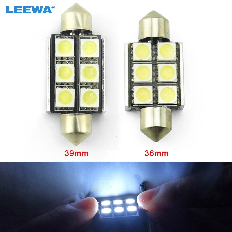 LEEWA 1 шт. белый 36 мм 39 без ошибок Canbus 6 светодиодный 5050SMD автомобильный светильник