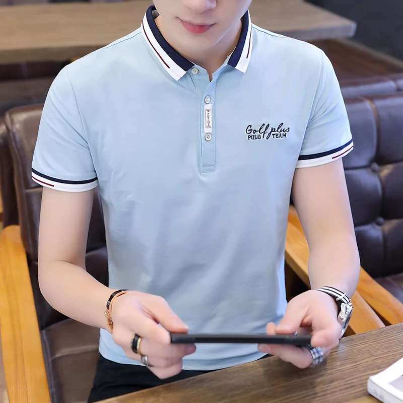 Men's short-sleeved Korean version of the trend summer men's Polo shirt autumn clothes | Мужская одежда