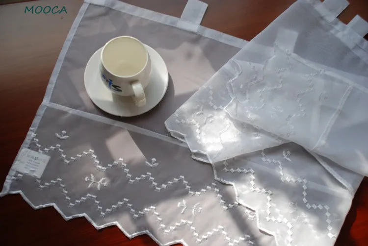 Корейский стиль вышитые белые фотообои верхняя белая занавеска для кафе