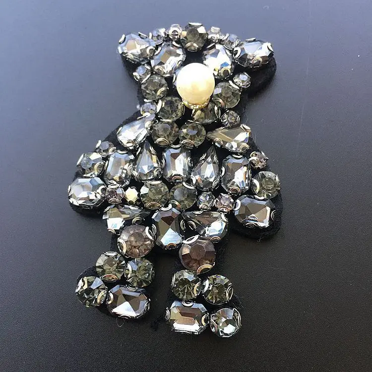 Цветы ручной работы с бусинами аппликация 3D Медведь шить на rhinestone патчи высокого