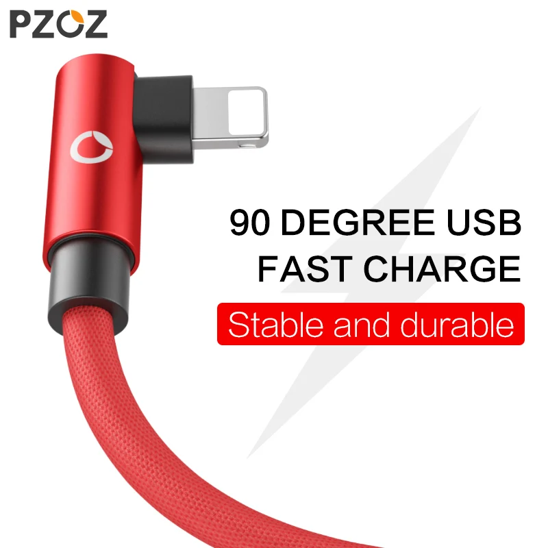 PZOZ 90 градусов USB данных для айфон зарядное устройство кабели мобильных телефонов