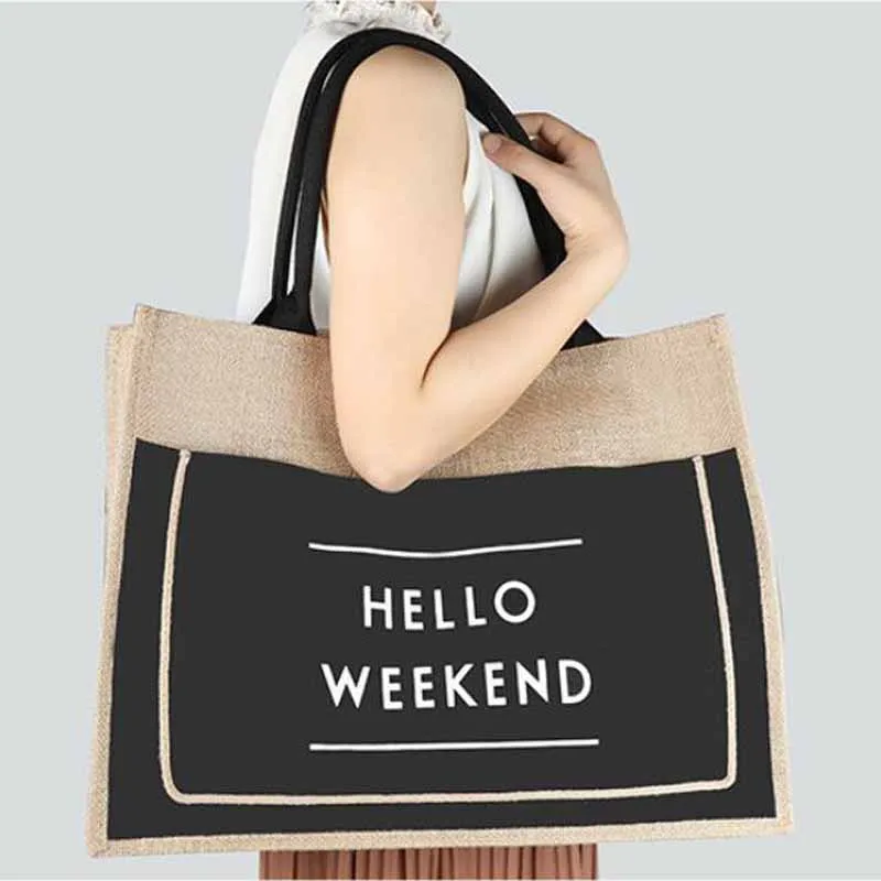 

High Quality Women Linen Luxury Tote Large Capacity Female Casual Shoulder Bag Lady Daily Handbag Fresh Beach Shopping Bag
