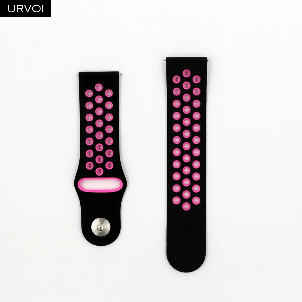 Black H Pink URVOI 22/20 мм длина браслета для Galaxy Watch Active/42/46 мм шестерни спортивный силиконовый ремешок для HUAWEI Aquick выпуск шпильки Мягкая замена - Цвет ремешка: Black H Pink