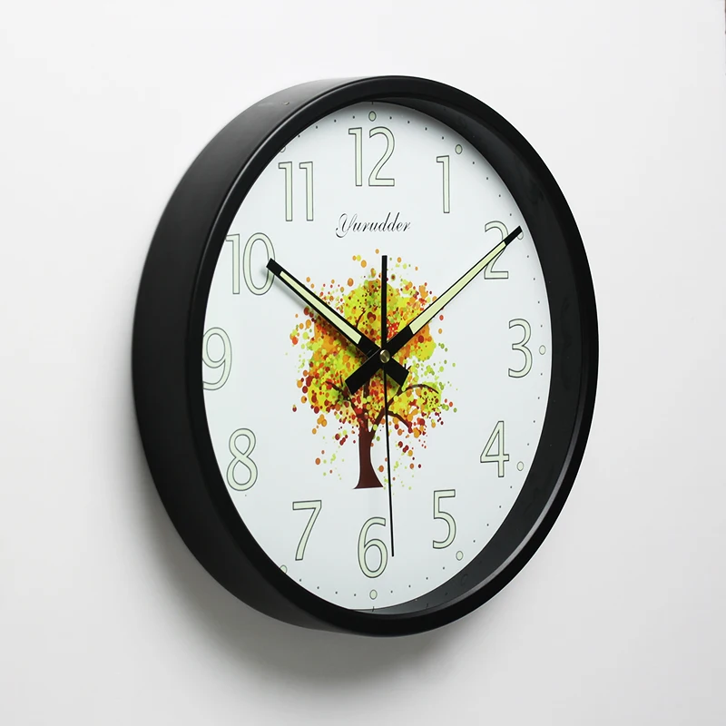 

yurudder New Arrival 12 Inches The Moom Design Metal Frame Modern Fashion Round Wall Clock LUMINOVA Decorative Wall clock