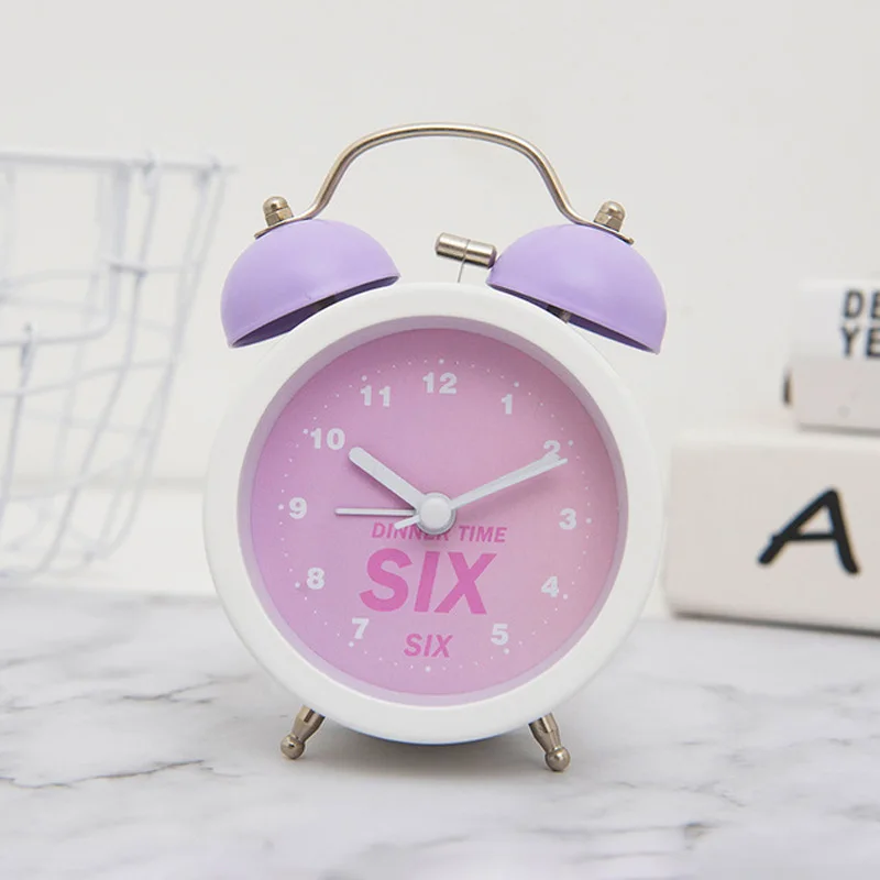 3 ''металлический Twin часы с будильником простой Стиль студент звон