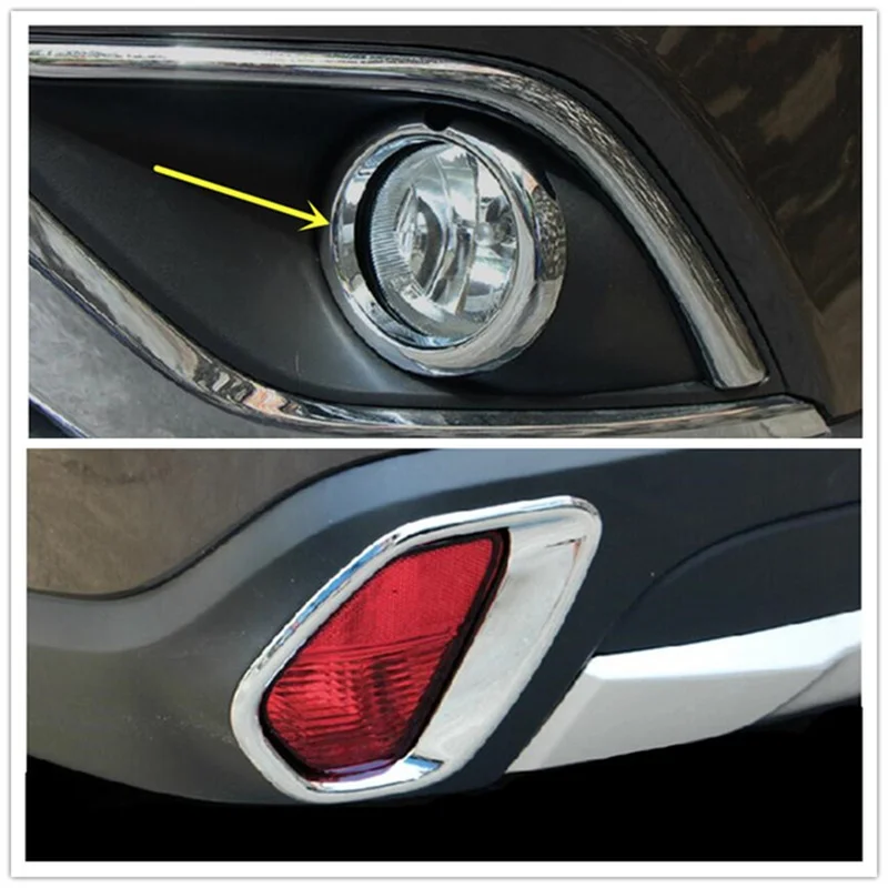 

Abaiwai Car Styling For Mitsubishi Outlander 2016 2017 Abs Chrome Front+Rear Fog Light Lamp Covers Trim Bezel Frame Decoration