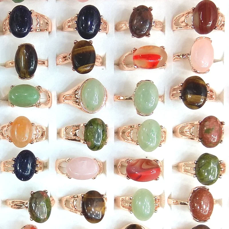 Новое поступление золотые кольца с натуральным камнем для женщин 50 шт./лот