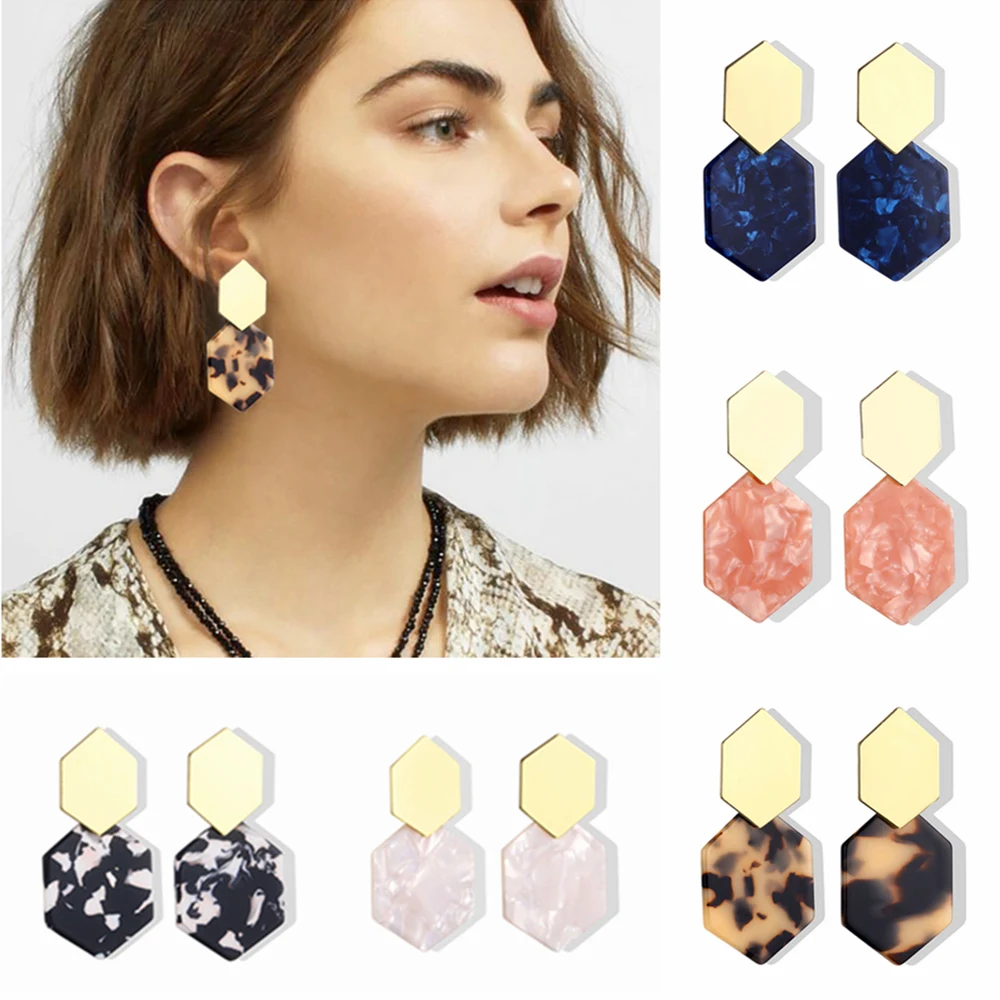 Модные геометричные многоугольные металлические Висячие серьги для женщин панк