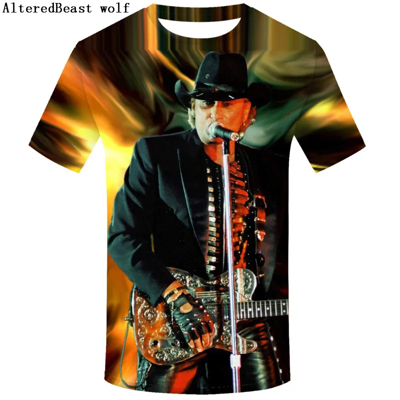 Marca Johnny Hallyday French Rock Elvis Presley T-shirt da uomo manica corta O collo divertente Harajuku Camiseta uomo top tees Shirt homme