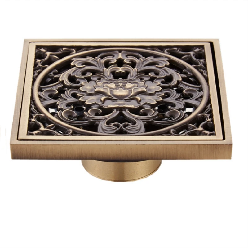 1 шт. античный латунный Слив для пола 10*10 см душевой слив дезодорант ванной