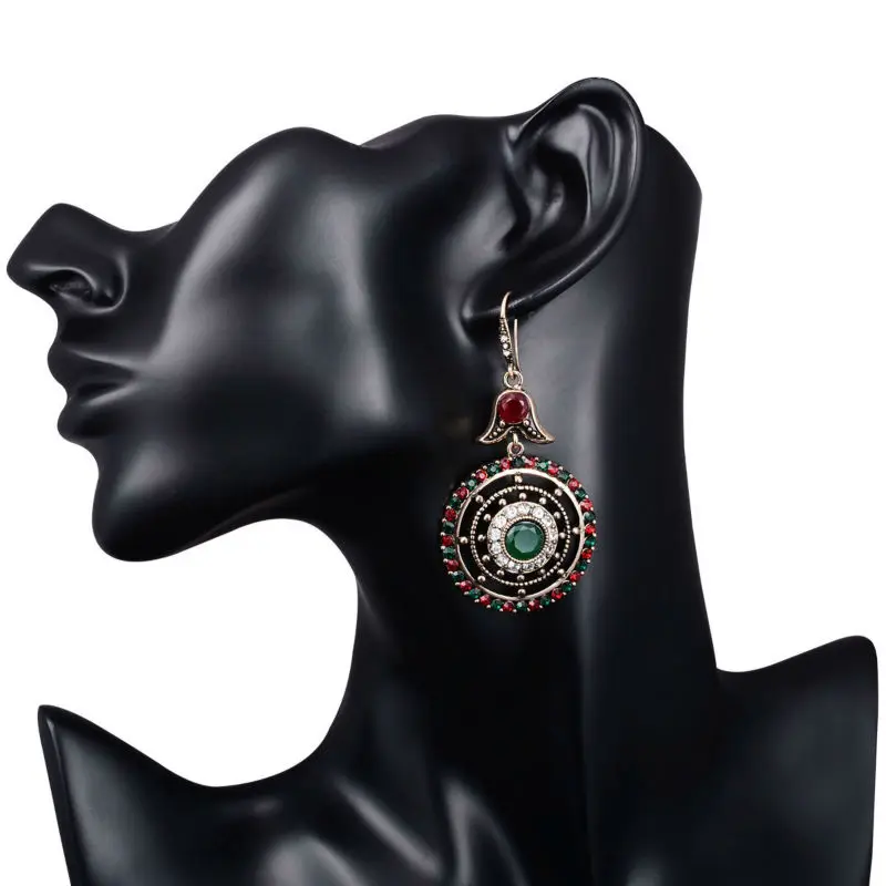 Женские серьги с зеленым цветком и круглыми крючками в винтажном стиле Max Brincos