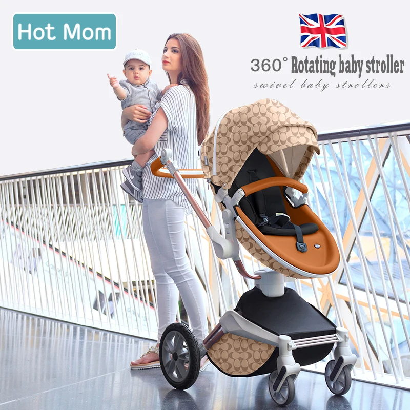 Hotmom детская коляска 2в1 экологическая кожа четыре колеса амортизация Россия