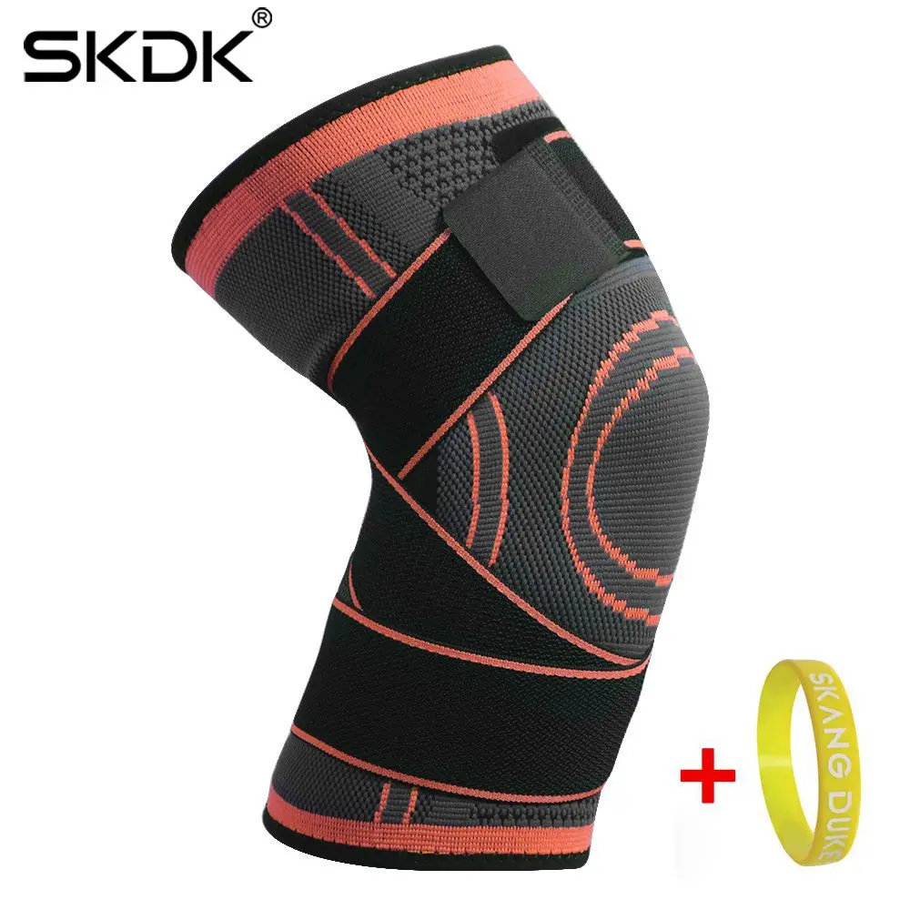 Orange with Band SKDK 1 шт. нескользящий наколенник компрессионный наколенник рукав спортивный наколенник для бега Баскетбол Фитнес Велоспорт Теннис наколенник поддержка - Цвет: Orange with Band