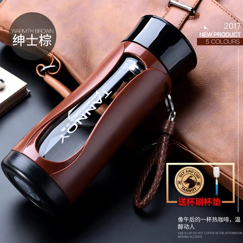 J -brown 320ml Термостойкая двухслойная стеклянная бутылка для воды, креативный пояс, разделительный фильтр для чая, портативное, для путешествий, офиса, стекло для воды - Цвет: J -brown 320ml
