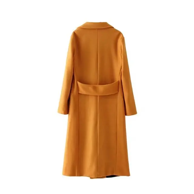 Женское двубортное пальто длинное шерстяное с карманами 2019|wool coat|coat womenwinter coat |