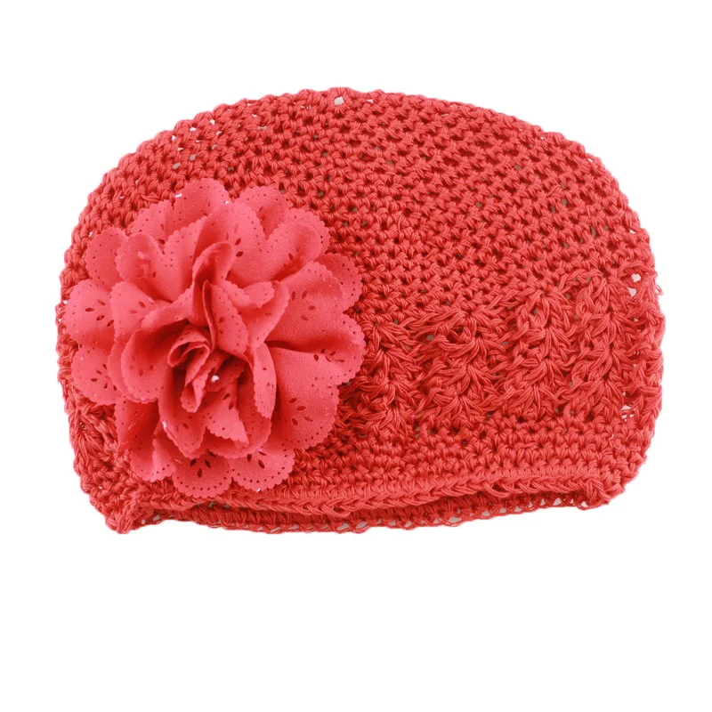 Korean silk peony hair cap child hat knitted Newborn Hat Baby Girl Cotton Beanie Soft Knit Infant Caps Hospital | Детская одежда и