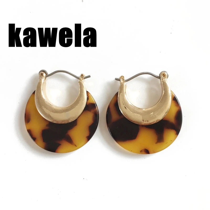 

Brown Resin Leopard Earring Acetic Acid Sedmi-circle Small Cute For Piercing Ear