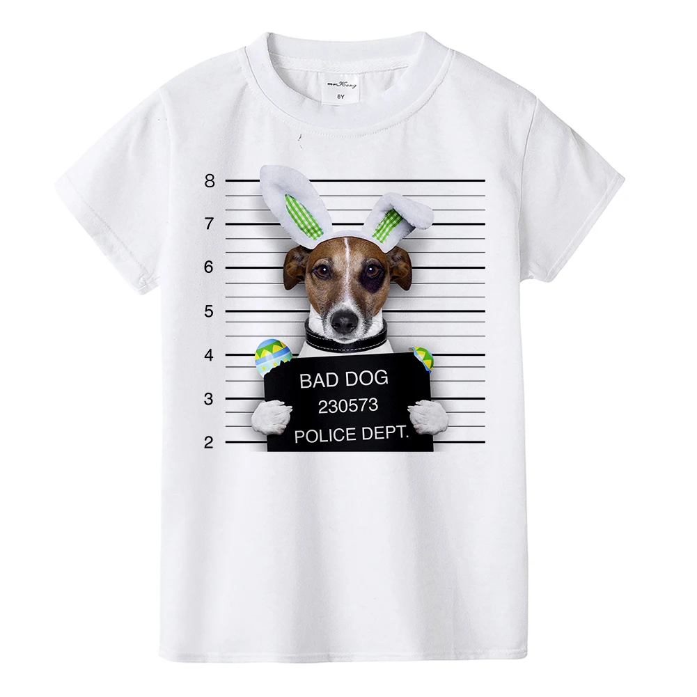 Г., Детская футболка с дизайном «Dog Police Dept» Детская футболка с французским бульдогом Забавные футболки с принтом мопса для мальчиков и девочек, топы с принтом «Bad Dog», футболки - Цвет: K804-KSTWH-