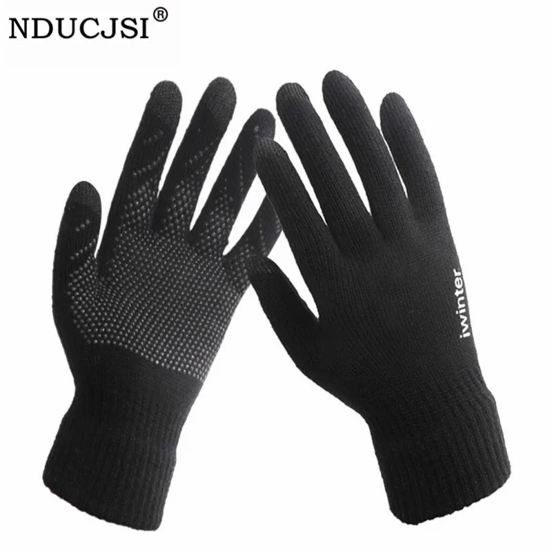 

NDUCJSI Non-Slip Mittens Touched Screen Gloves Cashmere Knitted Mittens Winter Men and Women Warm Letter Printed Wool Gloves