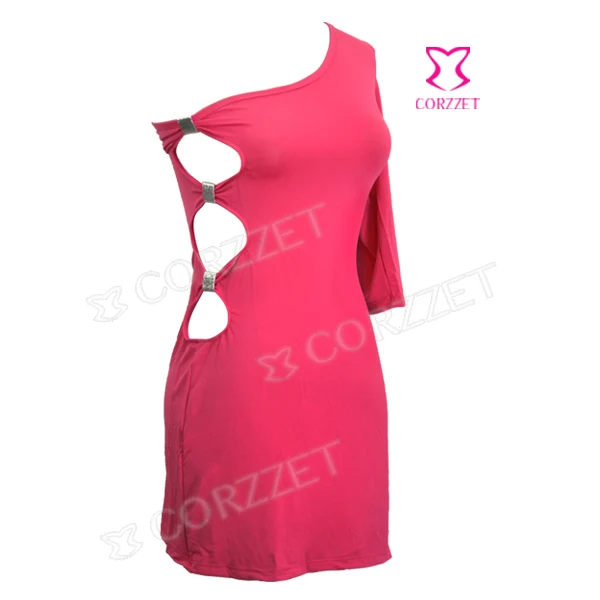 Милое облегающее платье на одно плечо с рукавом до локтя и вырезом сбоку Летние