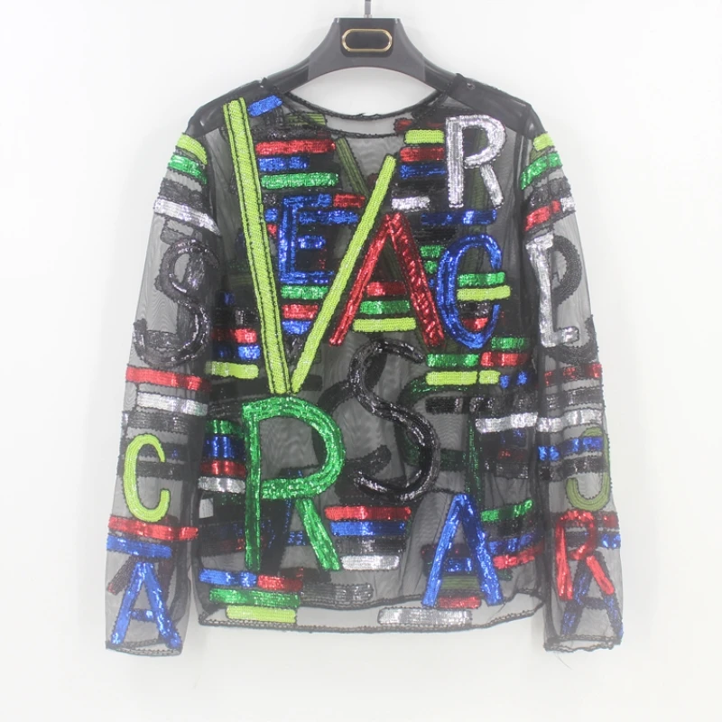 2019 модная одежда взлетно посадочной полосы Дискотека разноцветные блесток