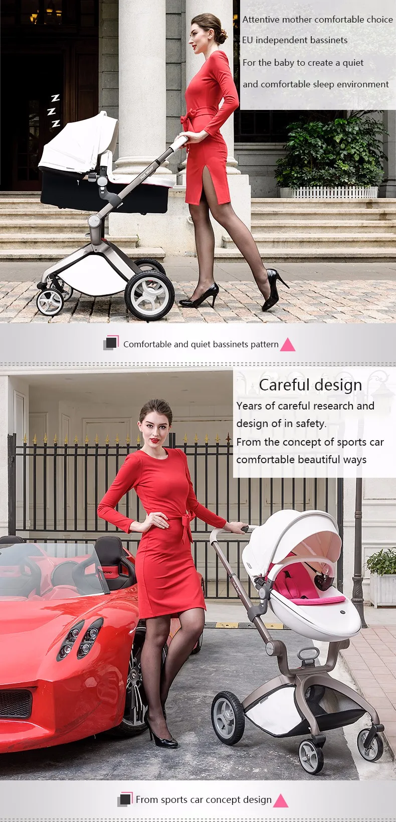 Hotmom детская коляска Эко-кожа 2 в 1 легкий вес четыре амортизаторы России