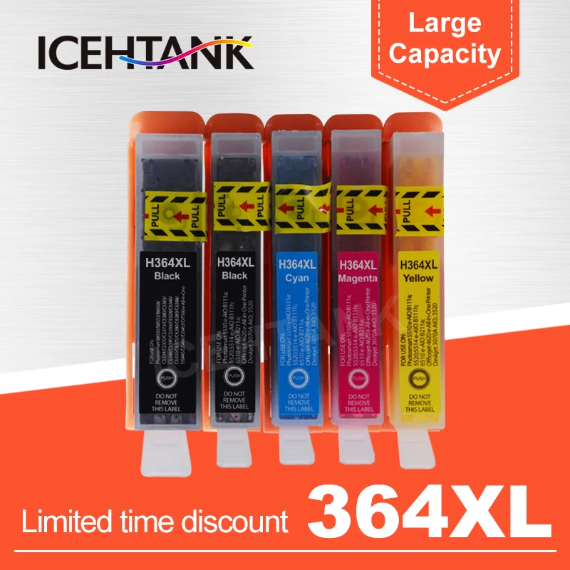 ICEHTANK 5 цветов совместимый картридж с чернилами Замена для HP 364 XL Photosmart 7510 C6380 C510a C309a