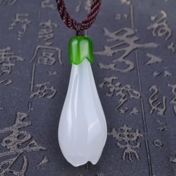 Высокое качество Хотан нефрит кулон ювелирные колье белая Орхидея | Украшения и