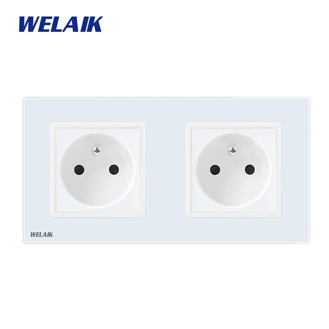 Welaik Стекло Панель ЕС стены разъем розетка Белый Черный Французский Стандартный Мощность разъем AC110~ 250 В a28f8fw/ b - Цвет: White