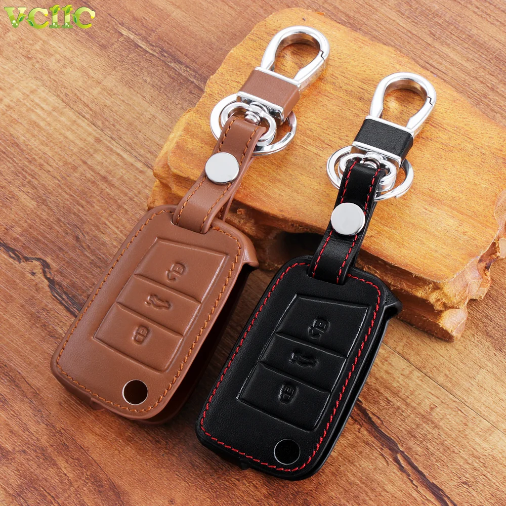 Чехол для ключей из натуральной кожи Volkswagen VW Golf 7 MK7 Skoda Octavia A7 Seat Leon Ibiza Key Portect|bag for