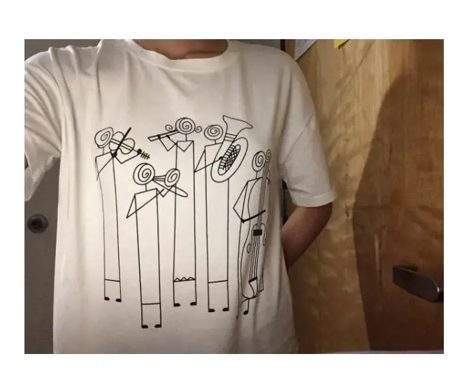 Музыкальный Графический Футболка с принтом музыкальных инструментов для