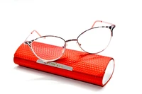 reading glasses with case cat eye titanium alloy super light pink multilayer coated lens ladies women 1 1 5 2 2 5 33 54
