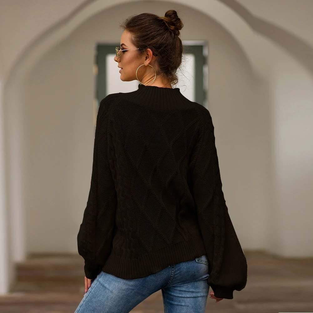 Новинка 2019 зеленый свитер черный осенне-зимний женский свободный хаки три цвета