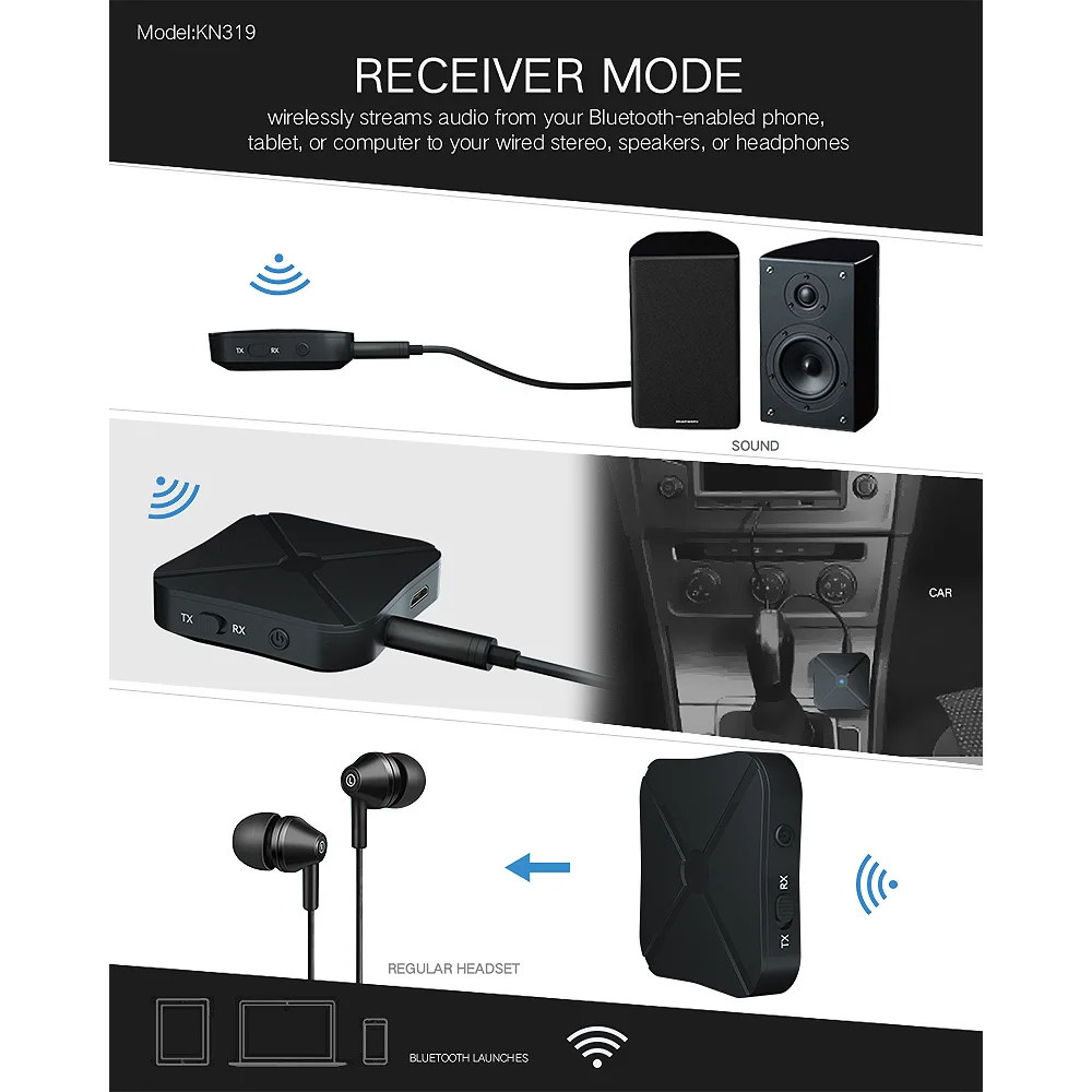 2 в 1 Bluetooth 4 Беспроводной адаптер аудио приемник и передатчик с 3 5 мм разъемом