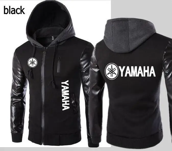 Новая куртка кардиган Yamaha с капюшоном кожаная рукавами Мужская спортивная