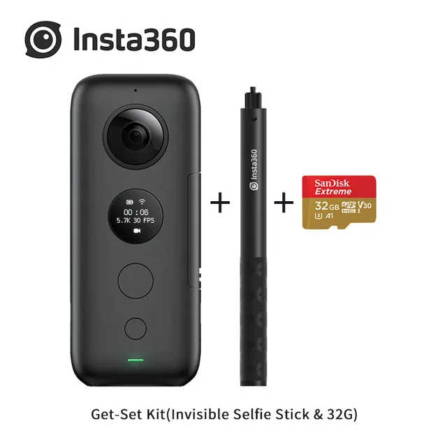 Get-Set Kit 32GB Insta360 ONE X 5,7 K Качество видео 360 градусов камера видео контроль время и перспектива с TimeShif Insta 360 One X - Цветной: Get-Set Kit 32GB