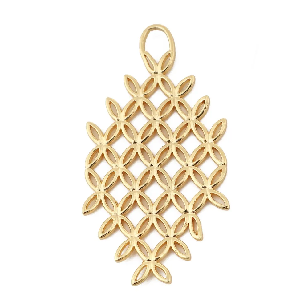 Медные Подвески DoreenBeads многоугольные нестандартные Позолоченные прозрачные