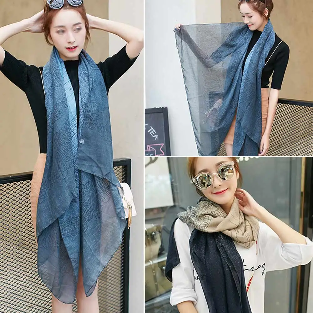 Модный зимний осенний винтажный женский длинный Уютный Шарф из хлопка и льна